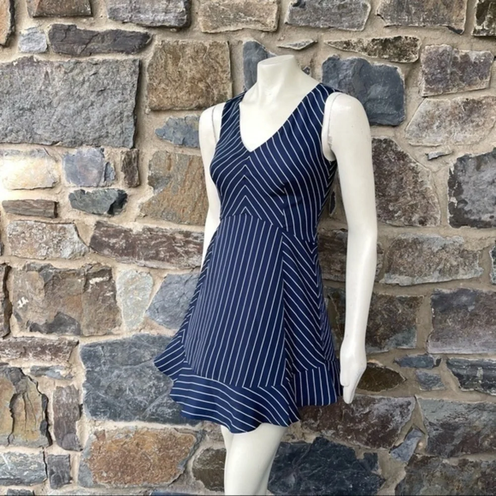 J.Crew Nautical Pinstripe Flounce Sleeveless Dress size 0